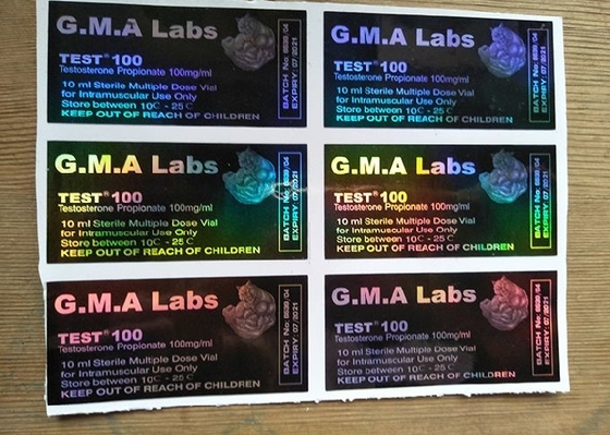 Etiquetas pretas do tubo de ensaio do laser do TESTE E 300 de DECA/da etiqueta da garrafa da medicina dos laboratórios da GMA