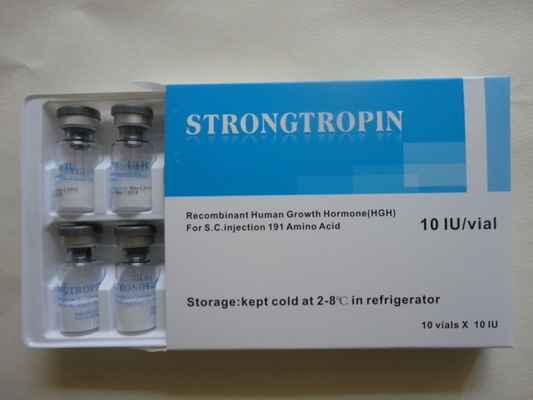 Strongtropin 10iu HG 2ml caixa de frasco com impressão de folheto