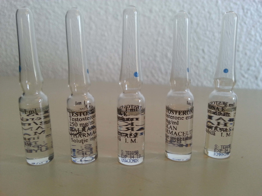 Cor clara e ambarina da garrafa farmacêutica da ampola de vidro com imprimir 2ml