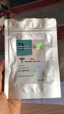 Embalagem de frasco personalizada Anavar Alumínio Bolsa ZipLock Com Holograma de Adesivo de Etiqueta