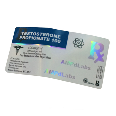 Teste Propionato Injeção Medicamento Vial de vidro Etiquetas 25x60mm Laser Holograma Material