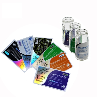 Rótulos de frascos de 10 ml adesivo forte PET Laser Film para Farmácia Rótulos de frascos de vidro