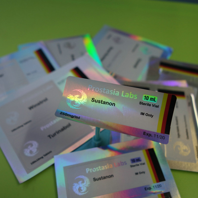 Rótulos de frascos de 10 ml adesivo forte PET Laser Film para Farmácia Rótulos de frascos de vidro