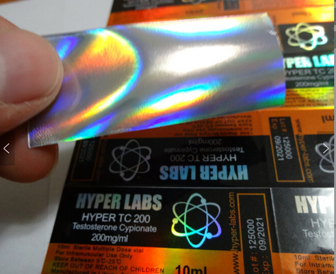 Holograma Efeito laser Testos e 250 Injecção Esteroide 10 ml Etiquetas do frasco para injectáveis