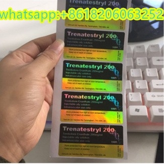 Holograma Efeito laser Testos e 250 Injecção Esteroide 10 ml Etiquetas do frasco para injectáveis