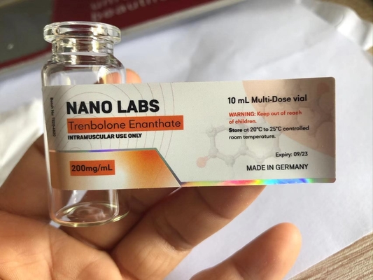 Etiquetas de frascos de vinil de 10 ml de adesivo forte para laboratórios de nanotecnologia da marca Testo E com efeito de laser brilhante