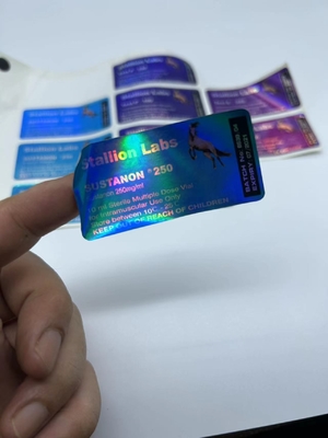 Etiquetas de frascos de vinil de 10 ml de adesivo forte para laboratórios de nanotecnologia da marca Testo E com efeito de laser brilhante