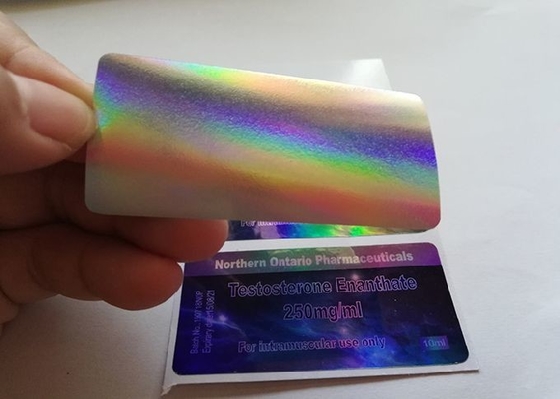 Etiquetas de frascos de vinil de 10 ml de adesivo forte para laboratórios de nanotecnologia da marca Testo E com efeito de laser brilhante