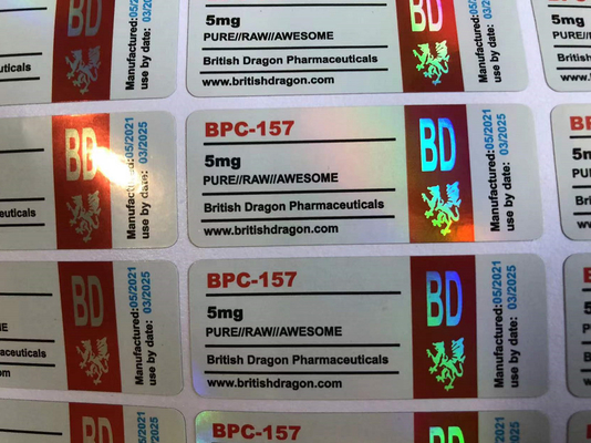 Forma quadrada PET plástico 2ml estéril de injecção de Peptido garrafa rótulos acabamento brilhante Eco-friendly Para bpc