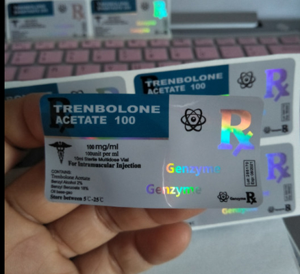Etiquetas de frascos de PET de design personalizado Caixas para fisiculturismo Injetáveis Pilhas Holográficas Anabolicas Brilhantes