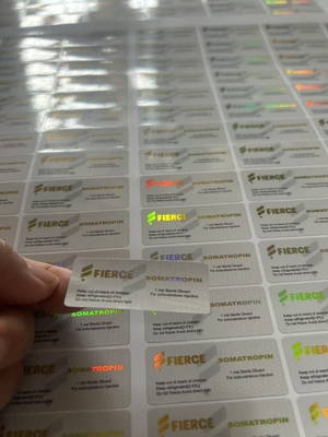 Etiquetas personalizadas de frascos de vidro para HCG 10000 e outros produtos peptídicos Laser Hologram PET Material