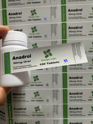 Anadrol comprimidos orais Etiquetas Papel/ PET/ PVC Material para garrafas de plástico de 50 mg