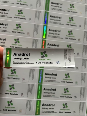 Anadrol comprimidos orais Etiquetas Papel/ PET/ PVC Material para garrafas de plástico de 50 mg