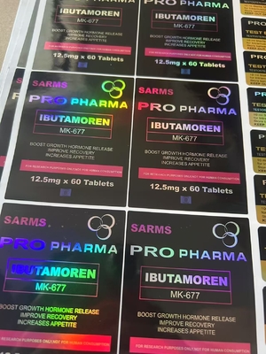 MK600 Oral 60 comprimidos Etiquetas Hologram Materail U FOR Alumínio Zip Lock Sacks