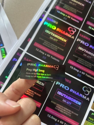 MK600 Oral 60 comprimidos Etiquetas Hologram Materail U FOR Alumínio Zip Lock Sacks