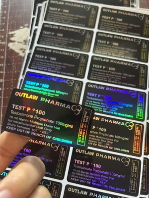 Rótulos de frasco de 10 ml com holograma a laser de propionato de Testo 100mg, rótulo de frasco de dose múltipla com acabamento brilhante