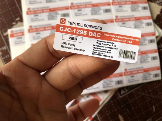CJC1295 Com DAC Etiquetas de frascos de 2 ml 3 ml de peptídeos, PAPEL/ PET/ PVC Etiquetas de frascos de farmácia