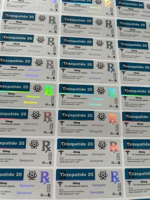 AOD964 Etiquetas de frascos de vidro de 3 ml com Holograma PET Materail Laser Brilhante Efeito