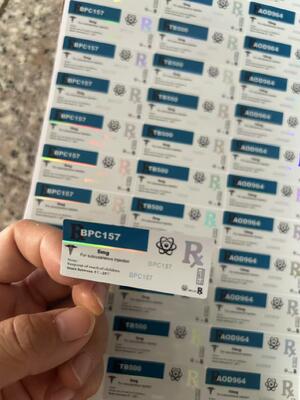 Aod964 Rótulos do frasco para injectáveis de péptidos de 10 mg PET Laser Materail Rótulos do frasco para injectáveis de 2 ml