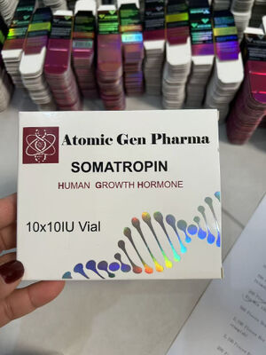 Somatropina H gh 100iu Rótulos e Caixa que contém 10 frascos