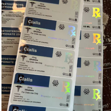 Rótulos de acabamento de Cialis para frascos de plástico de 50 mg