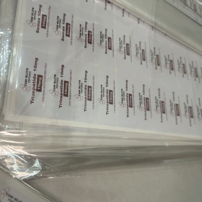 Etiquetas de frascos de vidro para uso farmacêutico