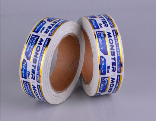 Frasco farmacêutico Rótulos de frasco transparente Cor brilhante Efeito estampado dourado