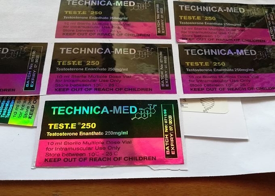 Etiqueta de frasco de holograma farmacêutico, etiquetas de frasco de anabolizante de papel