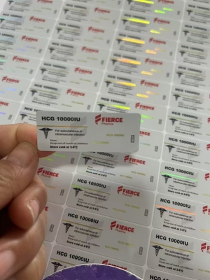 Etiquetas personalizadas de frascos de vidro para HCG 10000 e outros produtos peptídicos Laser Hologram PET Material