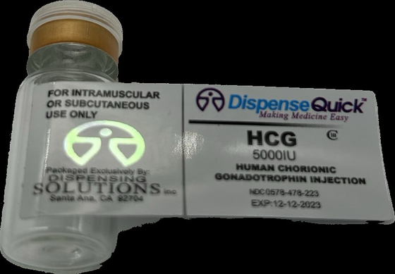 Hcg 50000 Iu Holograma Etiquetas de frascos de remédios pequenos PAPEL/PET/PVC material personalizável