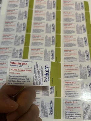 Etiquetas de óleo adesivo para injecção de vitamina B12 personalizadas para garrafas de vidro de 10 ml