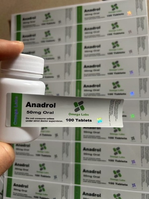 Anadrol comprimidos orais Etiquetas Papel/ PET/ PVC Material para garrafas de plástico de 50 mg