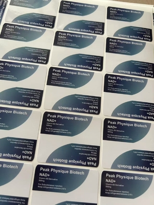 Rótulos de frascos de 10ml de NAD+500 e NAD+250 para injeção subcutânea em frascos de vidro