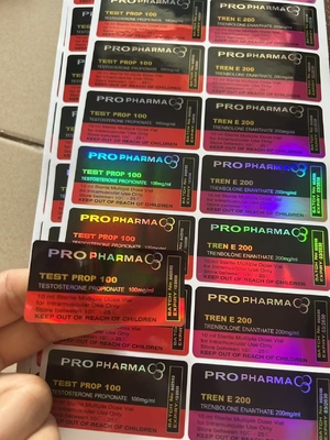 Rótulos de frasco de 10 ml com holograma a laser de propionato de Testo 100mg, rótulo de frasco de dose múltipla com acabamento brilhante