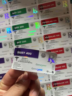 Rótulos de frasco de 10ml de Sust 400 com efeito holográfico brilhante a laser PET