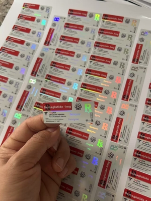 Semaglutide 1 mg Etiquetas de frasco de via 5x2cm Holograma Efeito Laser 2ml 3ml Etiquetas de frasco de via