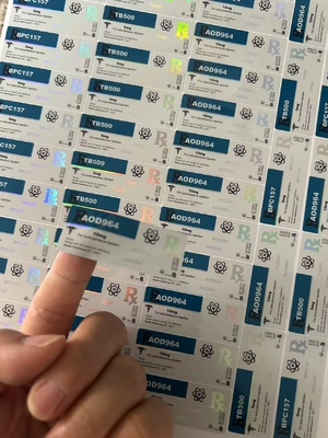 AOD964 Etiquetas de frascos de vidro de 3 ml com Holograma PET Materail Laser Brilhante Efeito