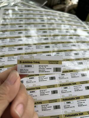Rótulos de frascos de peptídeos 5-amino-1mq 50mg PVC Materail 3ML LABELS