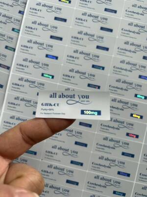 Rótulos de frascos GHK-CU 5MG com efeito brilhante de material a laser