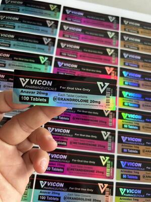 Anavar 20mg 100 cápsulas Adesivos para frascos de medicamentos com efeito laser