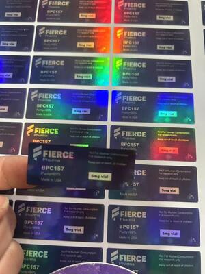 BPC 157 Etiquetas do frasco para injectáveis de peptídeos de 5 mg