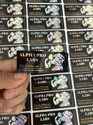 Teste ENAN 250mg Desenho personalizado Efeito brilhante Etiquetas de luxo Autocolantes