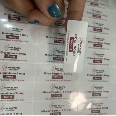 Etiquetas de frascos de vidro para uso farmacêutico