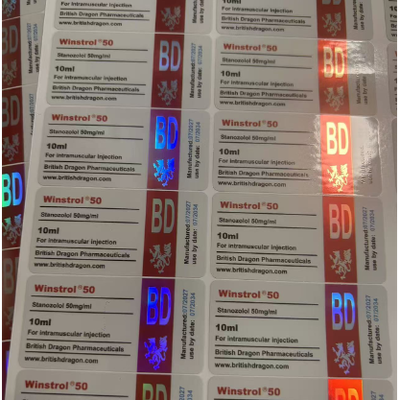 Etiquetas de frascos de vidro de acabamento brilhante para garrafas farmacêuticas de 10 ml