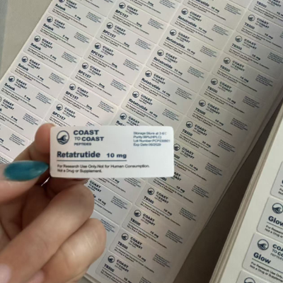 Etiquetas de frascos de tamanho personalizado para garrafas de peptídeos e adesivos