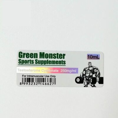 Etiquetas de frasco de vidro brilhante test Cypionate 250mg 10ML para frasco de injeção