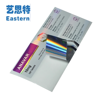 Frascos de comprimidos PET 10 mg rótulos de frasco de vidro holograma brilhante