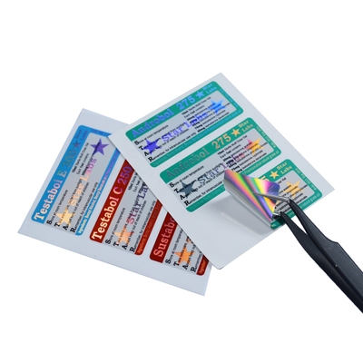 Rótulos de frasco de vidro CMYK 10ml para teste de cipionato