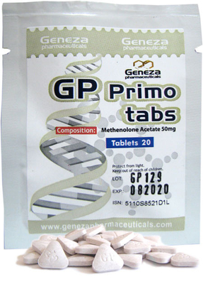 O laboratório Primo Tabs Methenolone Acetate Pill de Geneza ensaca etiquetas